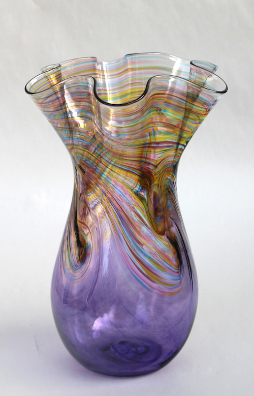 Click to view detail for DB-1096 Vase-Rainbow Fluted. 5x5x12 $300